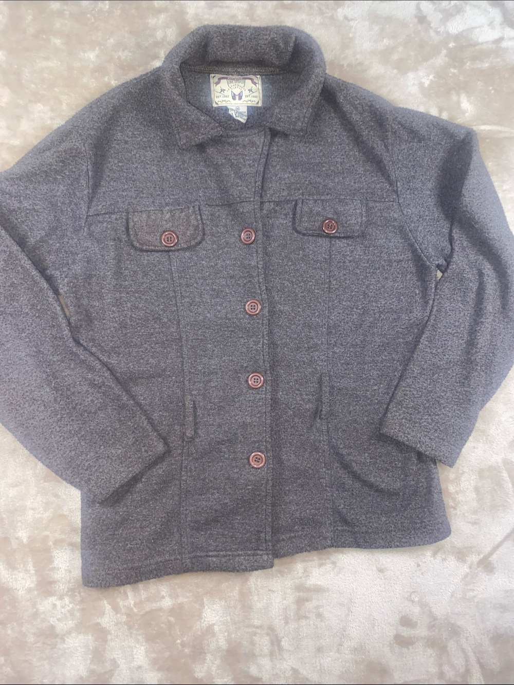 One Step Ahead Dark Brown Button-Front Fleece Performance Jacket